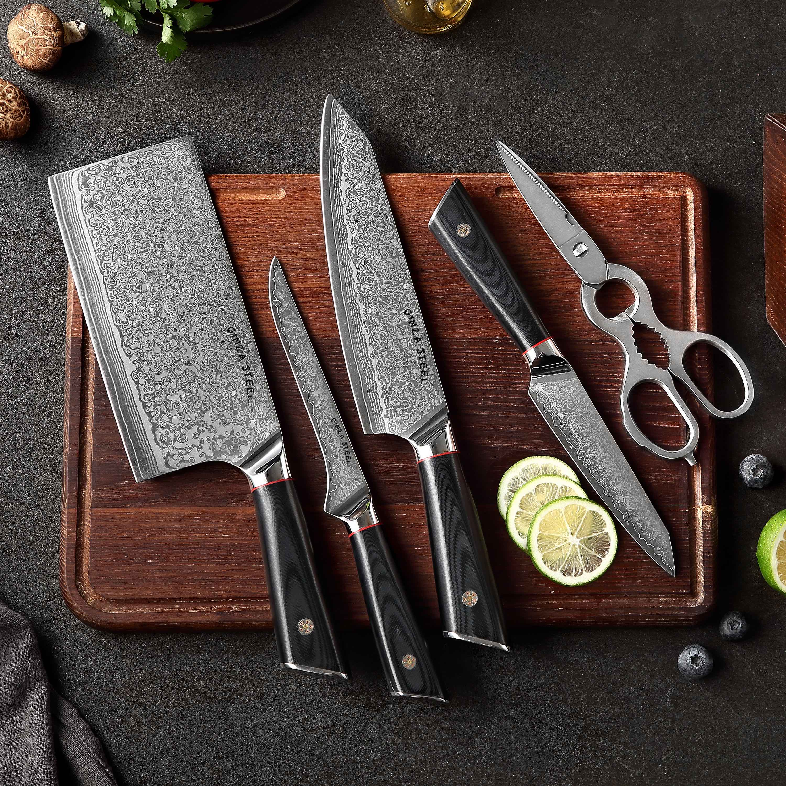HAGAKURE SIX | Essential 6 pcs Knife set | 4 Knives, 1 Shears with Wood Block-2